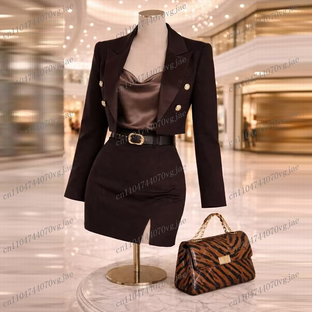 Dark Brown Formal New Blazer A - Formal Skirt recension och pris